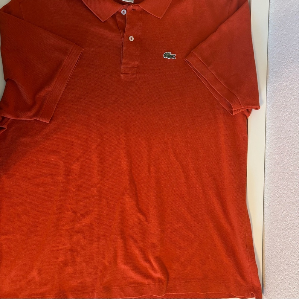 LACOSTE Mens Regular Fit Polo Shirt Size 8 Orange Cotton - Picture 2 of 7